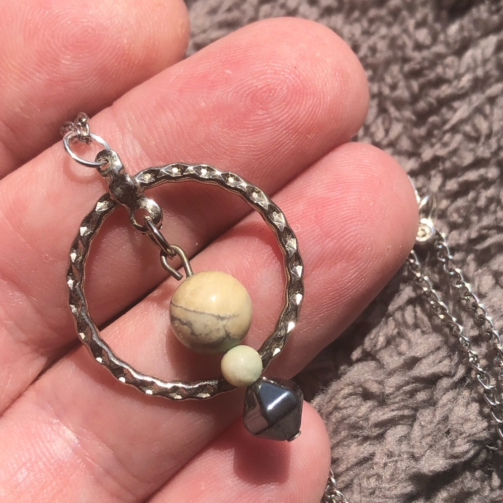 Hand crafted genuine stone pendant on chain necklace